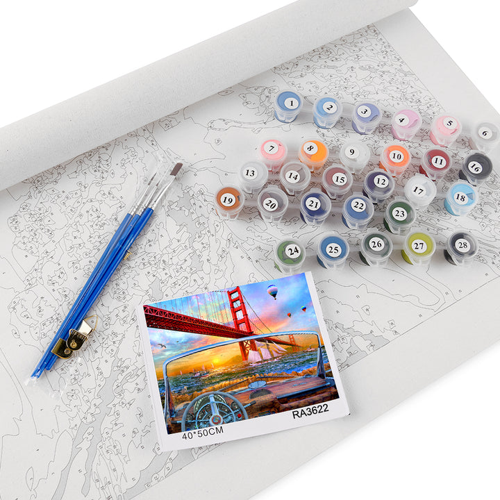 Unframed Paint by Numbers Kit - San Fran Road Trip - 40cm x 50cm