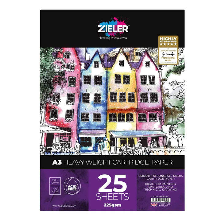 A3 Heavyweight Cartridge Paper Pad – 225gsm, 25 sheets – by Zieler - The Fine Art Warehouse