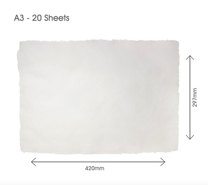 A3 INDIGO Handmade 100% Cotton-Rag Paper Packs - 250gsm Mid Texture - 20 SHEETS (approx) - The Fine Art Warehouse