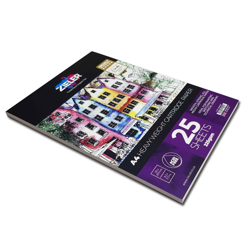 Zieler A4 Cartridge Paper Pad, 225gsm, 25 Sheets, view 4