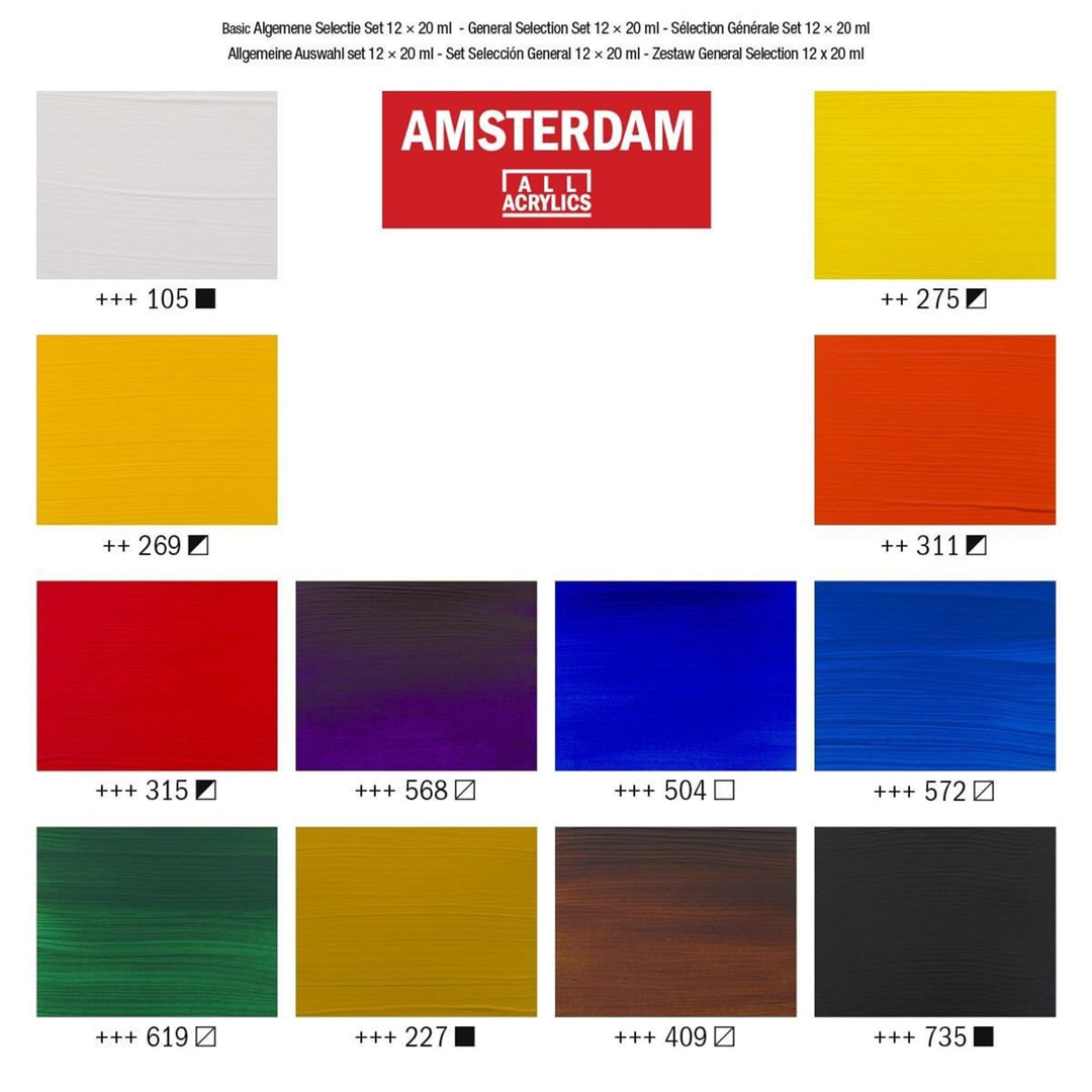 AMSTERDAM acrylic paint 12 selection set | 12 x 20 ml - The Fine Art Warehouse