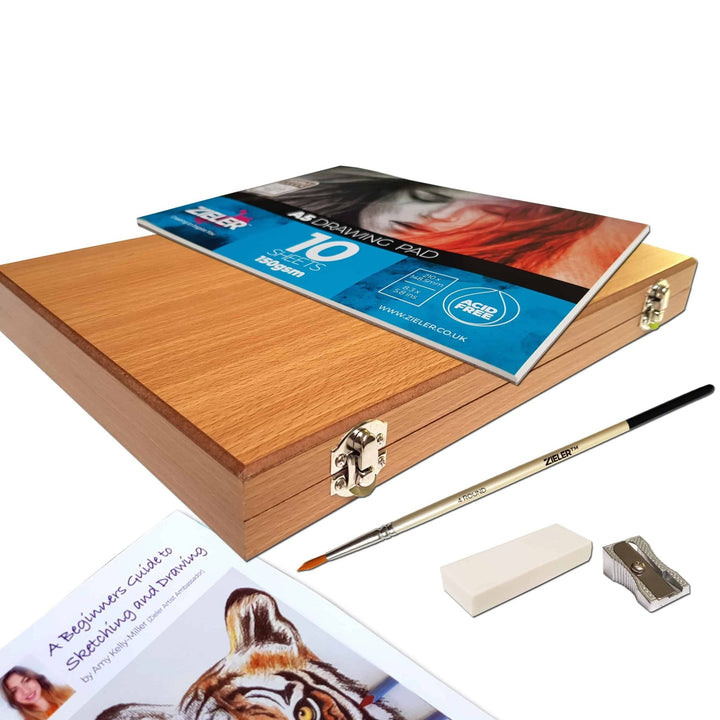 Artist Sketching and Colouring Pencils | 36 Piece Wooden Box Set – by Zieler - The Fine Art Warehouse