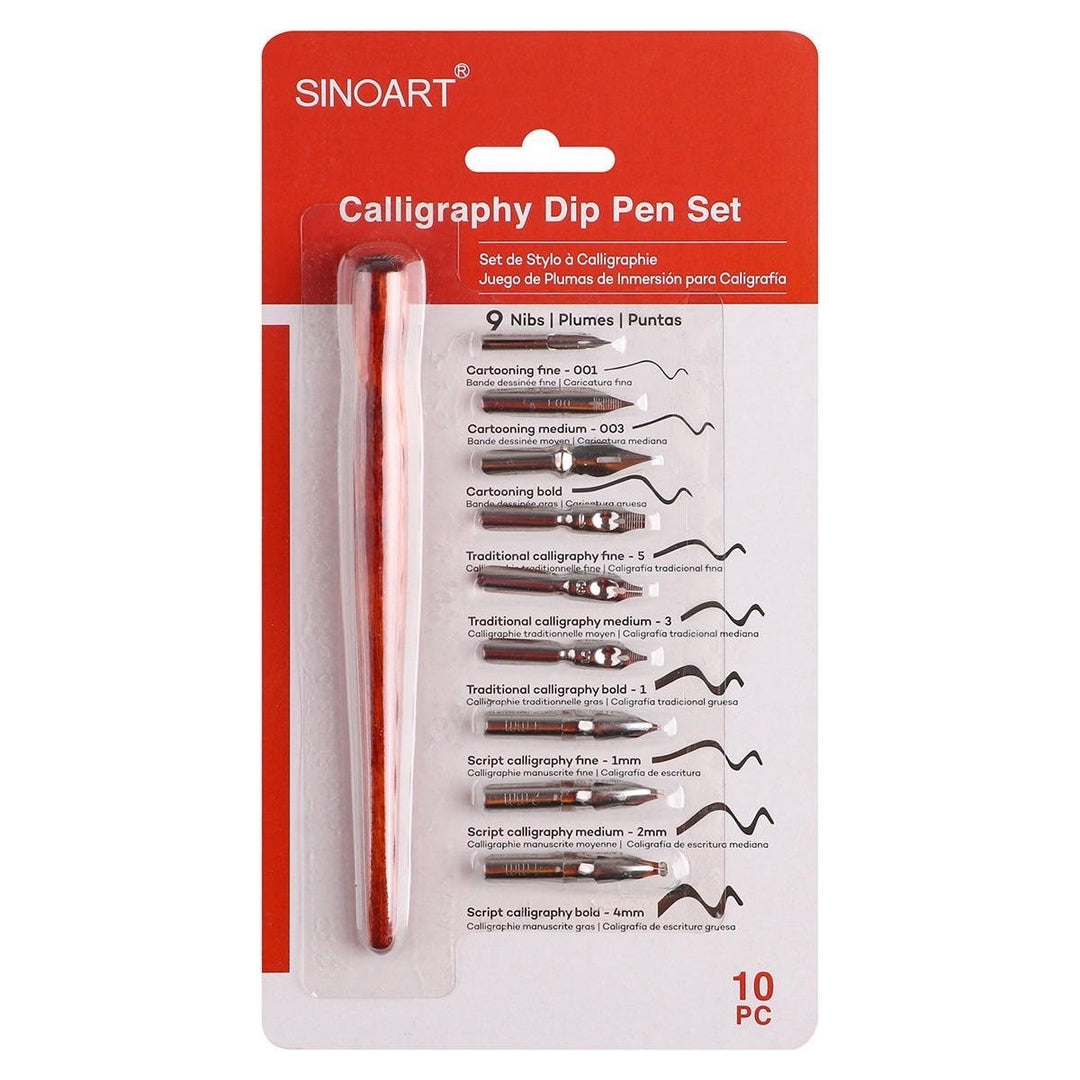 Calligraphy Dip Pen Set - 1 Dip Pen, 9 Pen Nibs - The Fine Art Warehouse