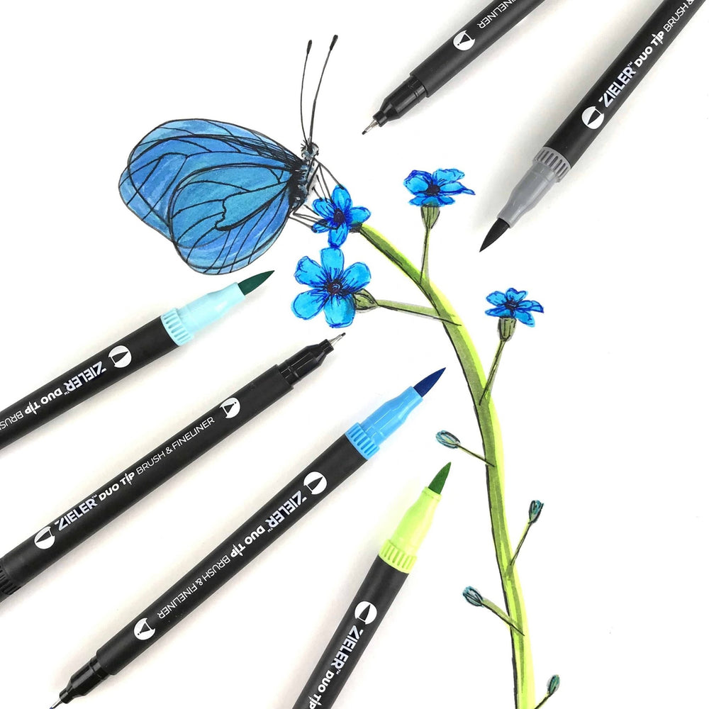 Fineliner Pens / Brush Pens (Duo Tip, set of 24) – Zieler - The Fine Art Warehouse