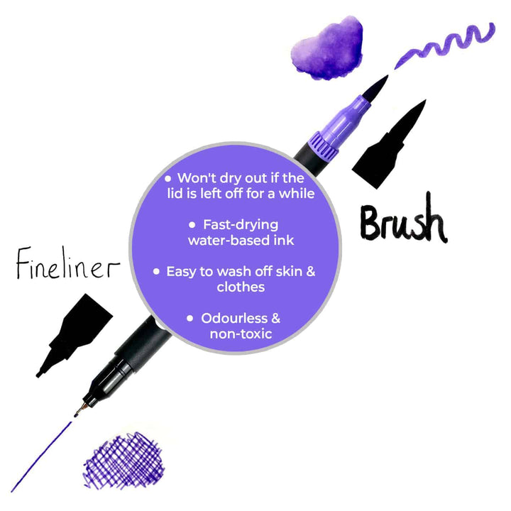 Fineliner Pens / Brush Pens (Duo Tip, set of 24) – Zieler - The Fine Art Warehouse