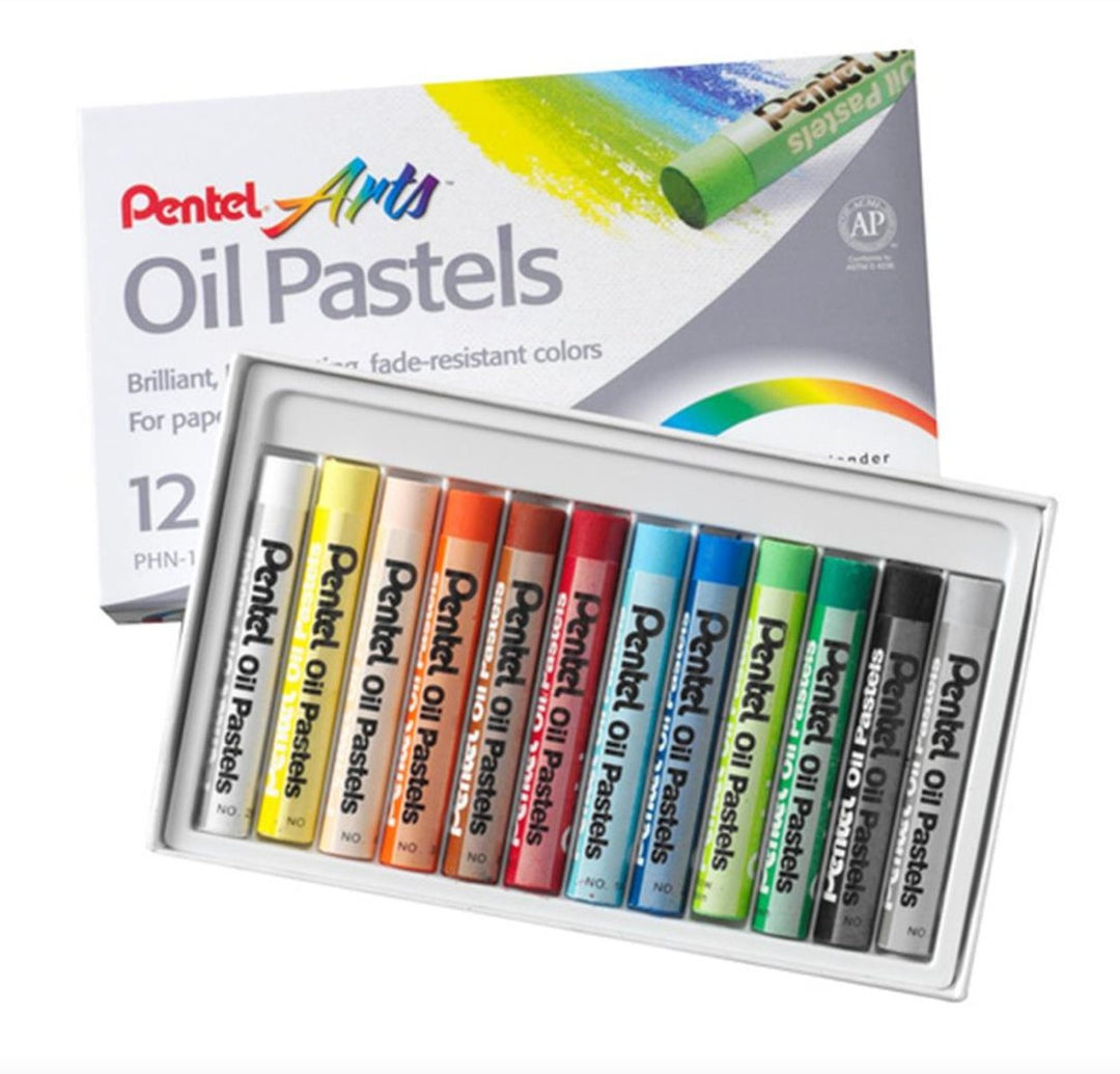 NEW Pentel Arts Oil Pastel Set of 12 - Standard colours and NEW Flouro/Metallic option - The Fine Art Warehouse