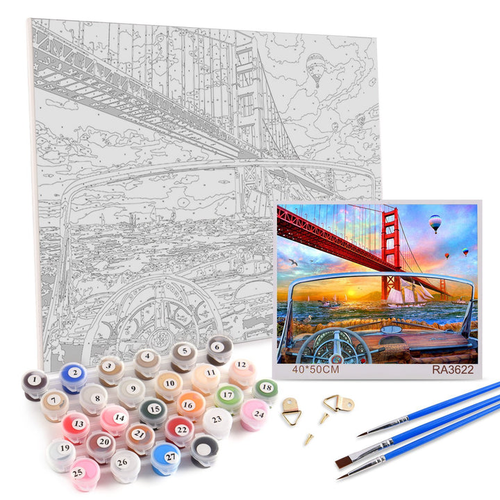 Premium Paint by Number Kit - FRAMED & UNFRAMED - San Fransisco - 40cm x 50cm - The Fine Art Warehouse