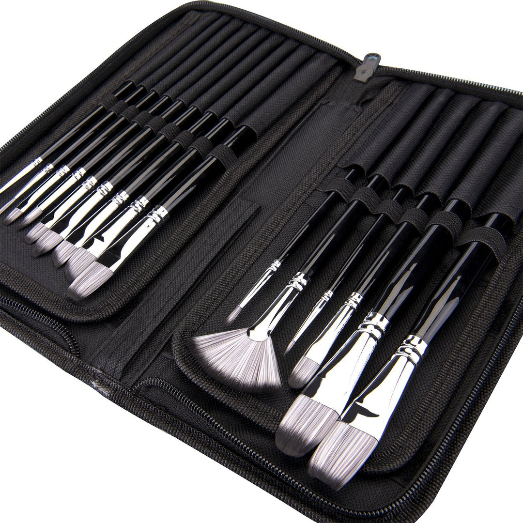 Set of 15 Premium Fine Artist Brush Set with Durable Case The Artists