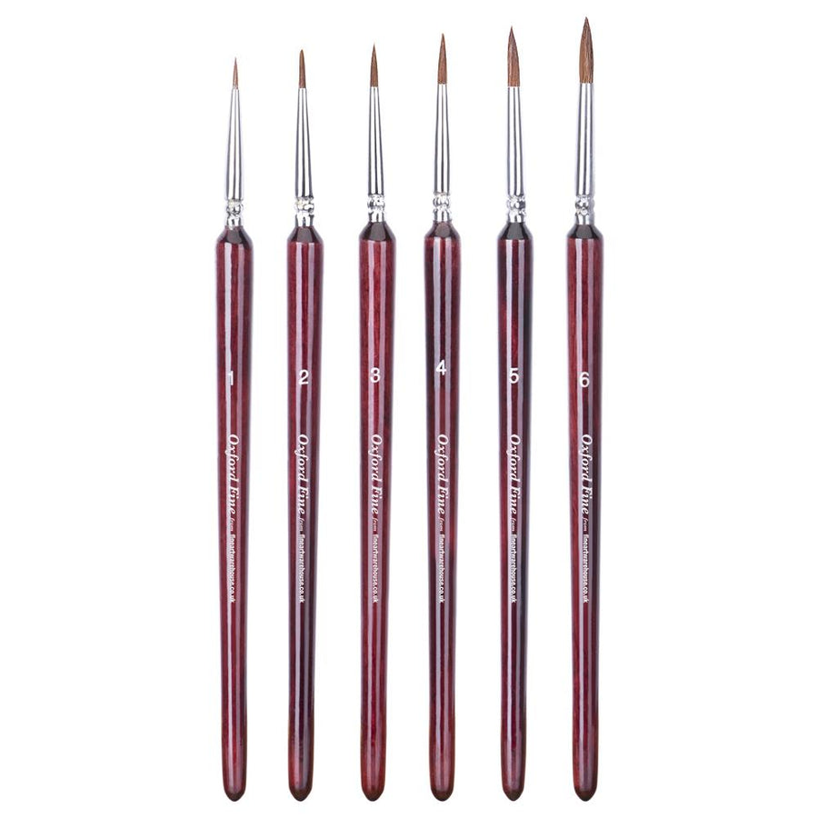 Set of 6 Sable Fine Detail Artist Brushes