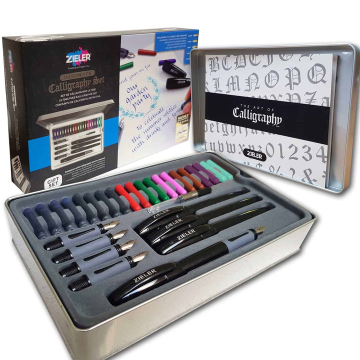 Ultimate Calligraphy Pen Gift Set (32 pieces) | Presented in a Tin Gift Box – by Zieler - The Fine Art Warehouse