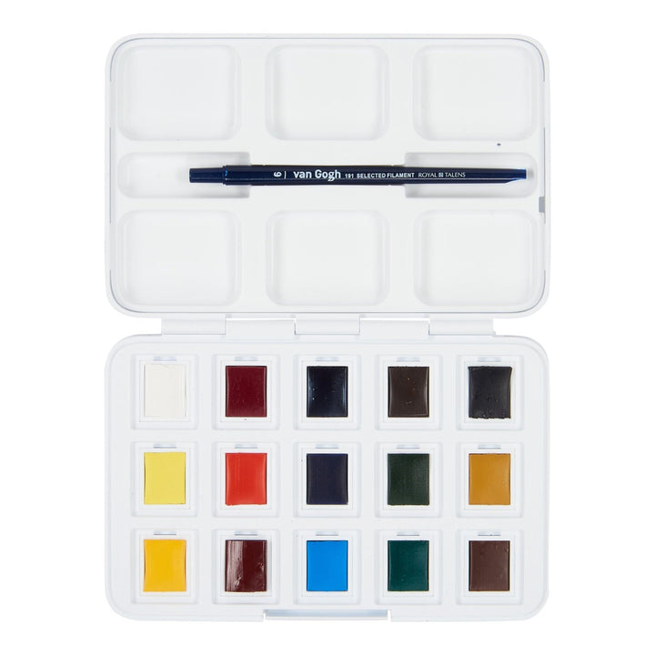 VAN GOGH Watercolour pocket box 12 half pans + 3 colours for free - The Fine Art Warehouse