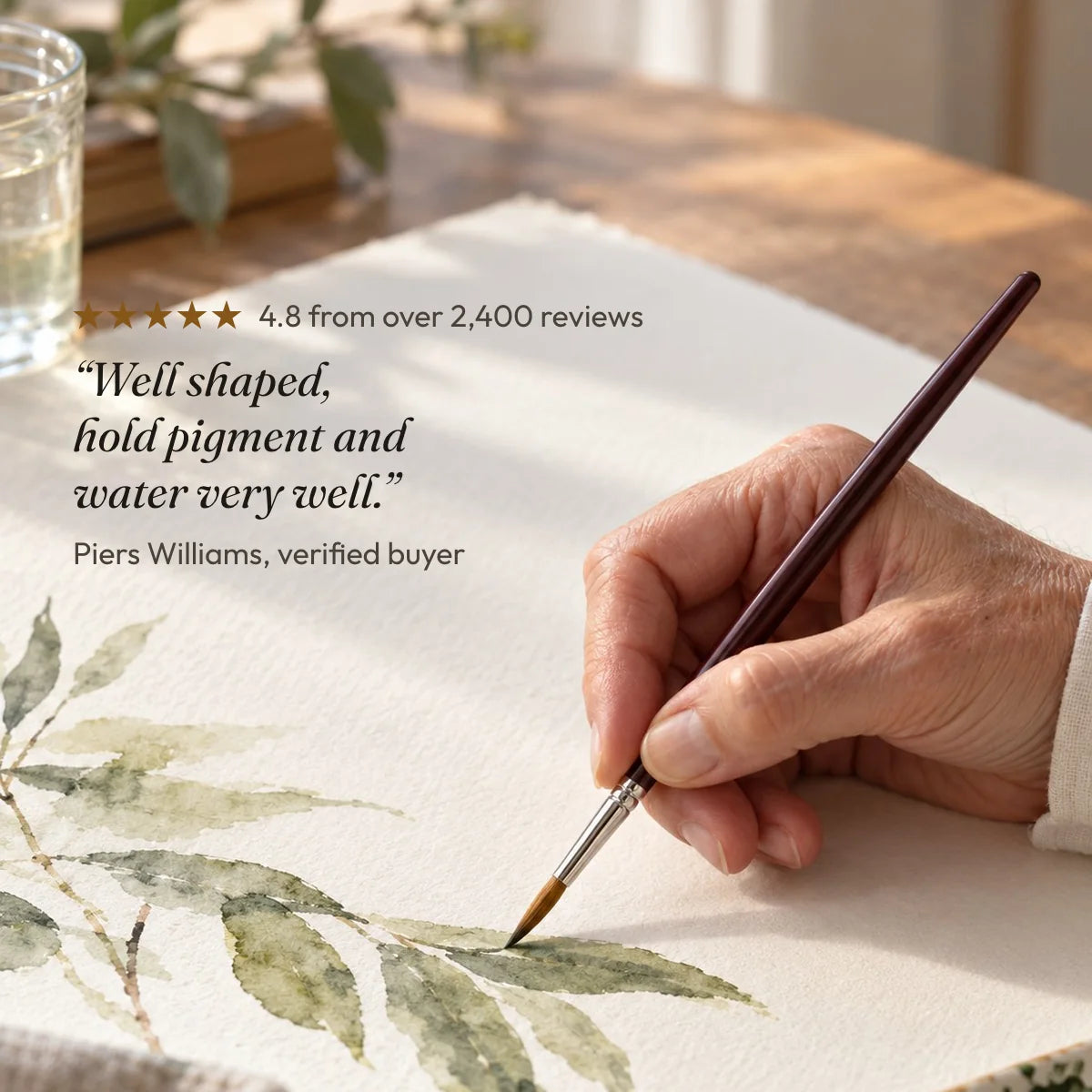 4.8 from over 2,400 reviews. “Well shaped, hold pigment and water very well.” Piers Williams, verified buyer.