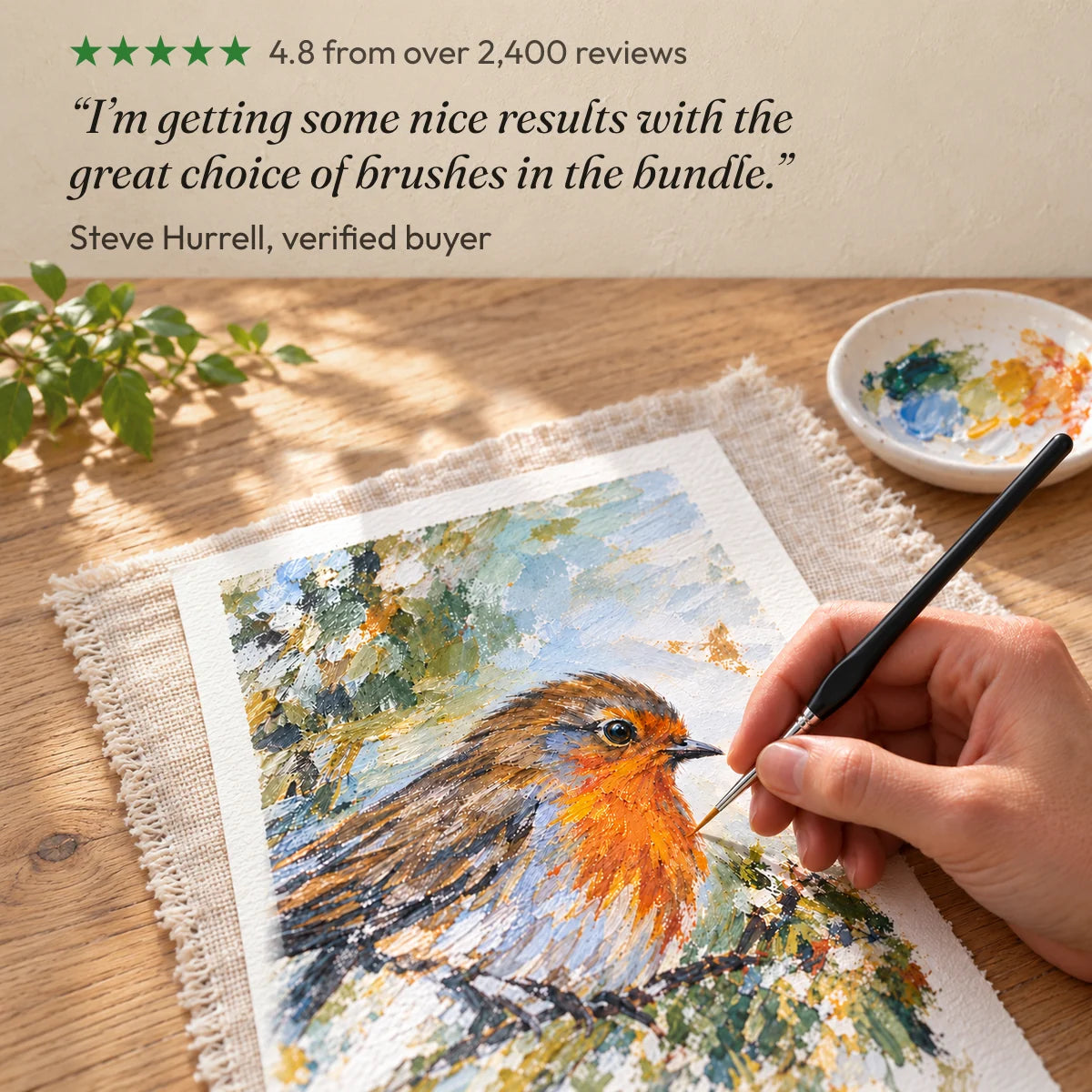 4.8 from over 2,400 reviews. “I’m getting some nice results with the great choice of brushes in the bundle.” Steve Hurrell, verified buyer.