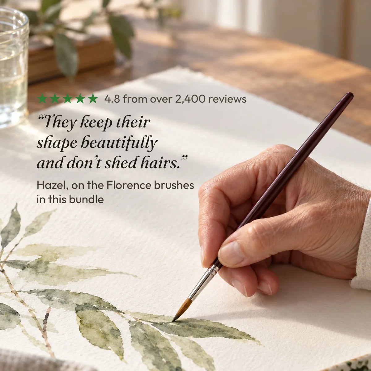 4.8 from over 2,400 reviews. “They keep their shape beautifully and don’t shed hairs.” Hazel, on the Florence brushes in this bundle.