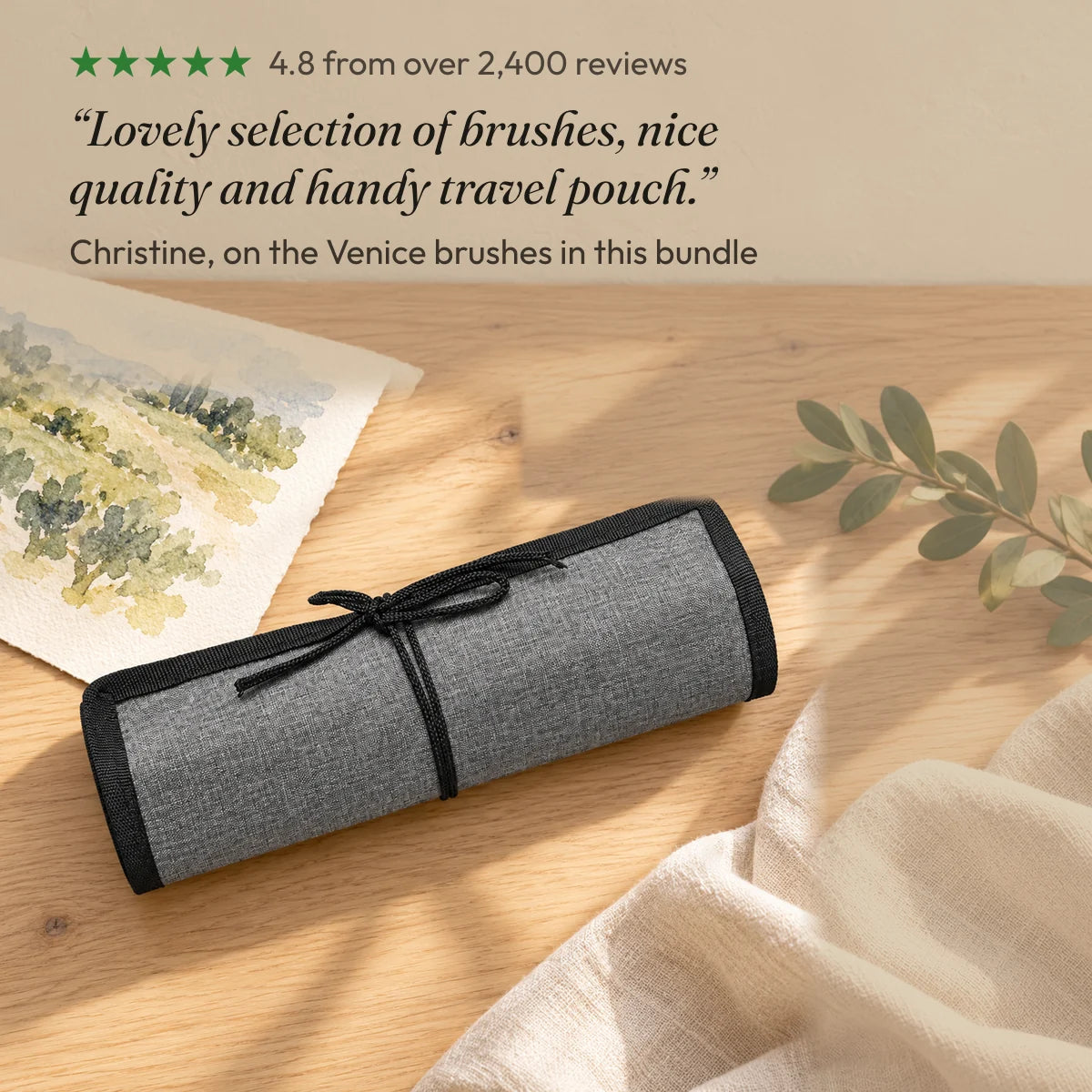 4.8 from over 2,400 reviews. “Lovely selection of brushes, nice quality and handy travel pouch.” Christine, on the Venice brushes in this bundle.